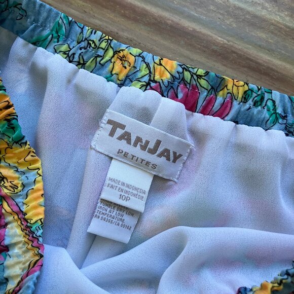 Tanjay Colorful Floral Tulip Ruffle Hem Maxi Skirt Pull On Elastic Waist Petite - Picture 3 of 5